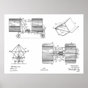 1911 Flying Machine Airplane Patent Drawing Print