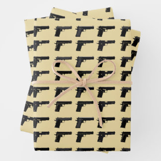 1911 Gun Silhouette Pattern Target Sports Wrapping Paper Sheet