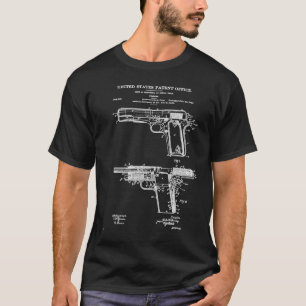1911 Retro Vintage Handgun Diagram Blueprint Pisto T-Shirt