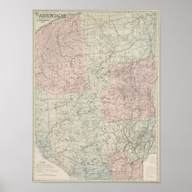 1912 Adirondacks Map Poster (Front)