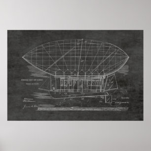 1912 Boat Airship Balloon Patent Art Drawing Print