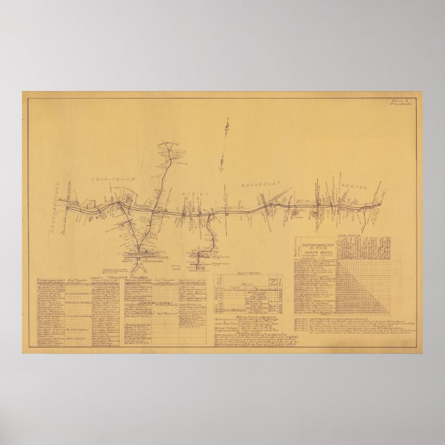 1912 Boston And Worcester Street Railway Track Map Poster (Front)