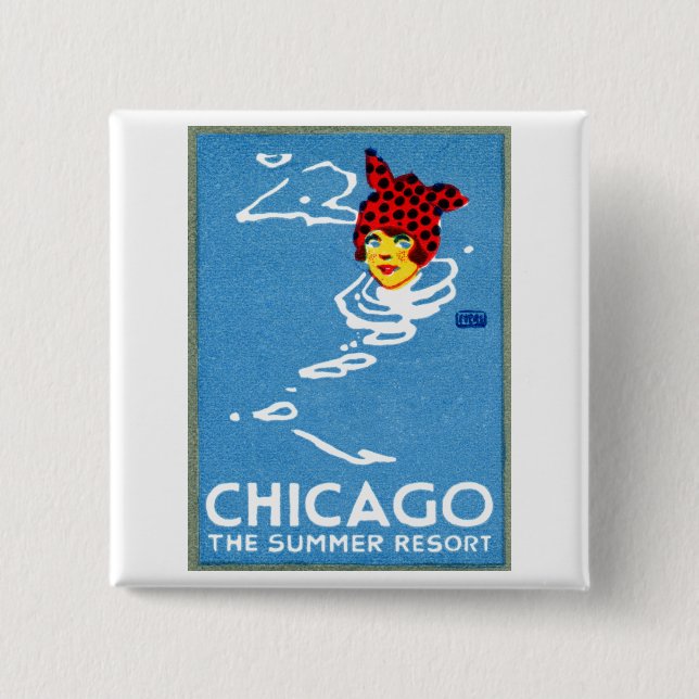 1912 Chicago, The Summer Resort 2 Inch Square Button (Front)