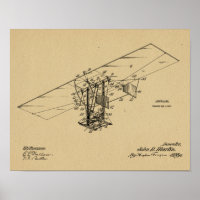 1912 Flying Machine Airplane Patent Art Drawing