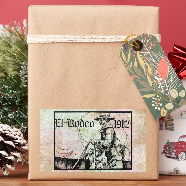 1912 Rodeo Cowboy Country western Art  Sticker (Holiday)