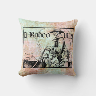 1912 Rodeo Cowboy Country western Art Throw Pillow