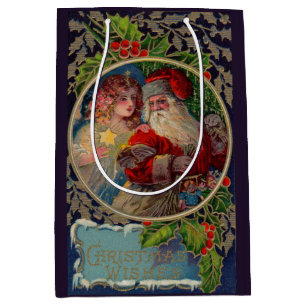 1912 Santa Claus and star angel Christmas print Medium Gift Bag