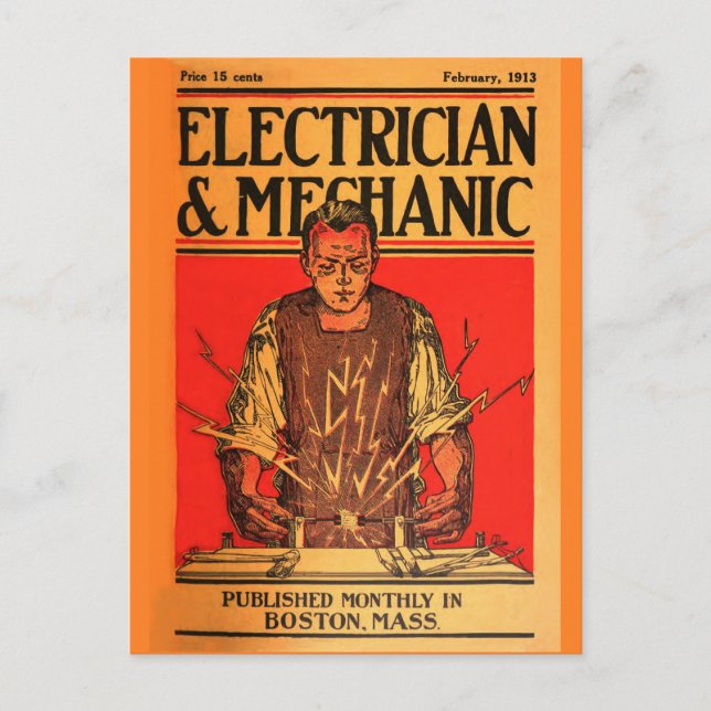 "1913 Feb-ElectricianandMechanic" Postcard (Front)