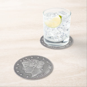 1913 Liberty Head Nickel Paper Coaster