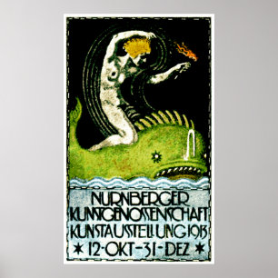 1913 Nurnberg Germany Art Exhibit Poster