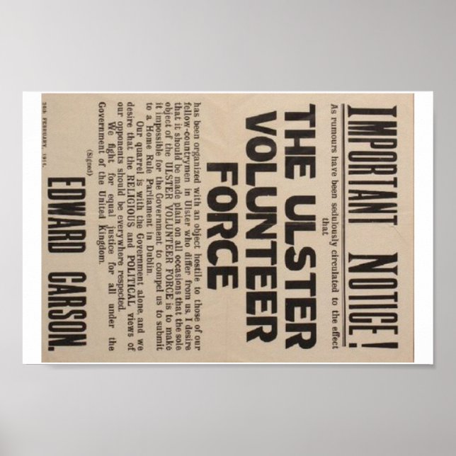 1913 Ulster Poster. Poster (Front)