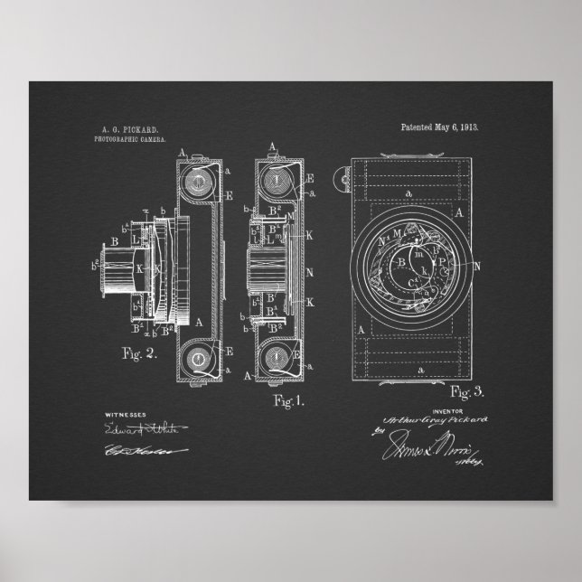 1913 Vintage Camera Patent Art Drawing Print (Front)