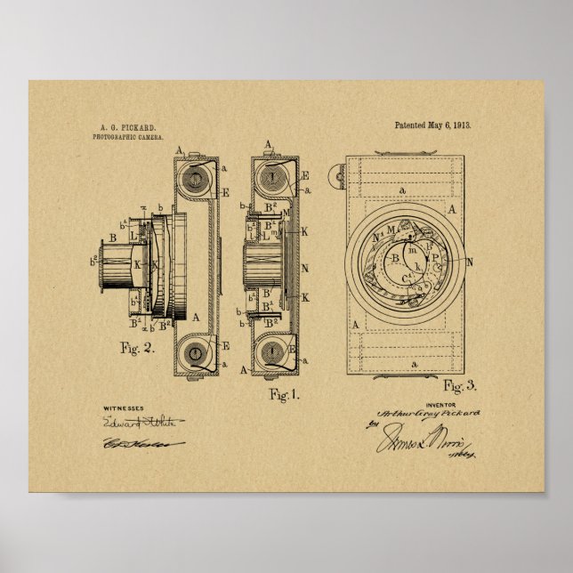1913 Vintage Camera Patent Art Drawing Print (Front)