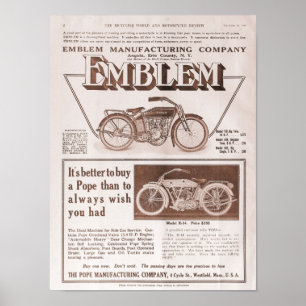 1914 Emblem and Pope motorcycle ad Poster
