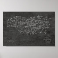 1914 Flying Machine Airplane Patent Art Drawing