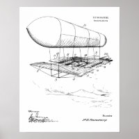 1914 Flying Machine Patent Art Drawing Print