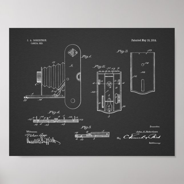 1914 Folding Camera Patent Art Drawing Print (Front)