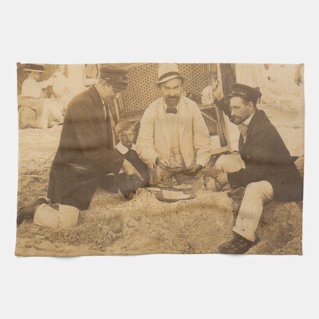 1914 fun on the beach in Germany RPPC Kitchen Towel (Horizontal)