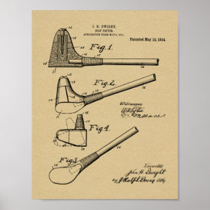 1914 Golf Club Driver Design Patent Art Print