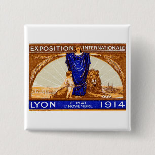 1914 Lyon International Expo Poster 2 Inch Square Button