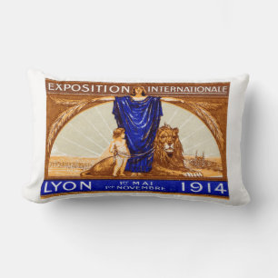 1914 Lyon International Expo Poster Lumbar Pillow