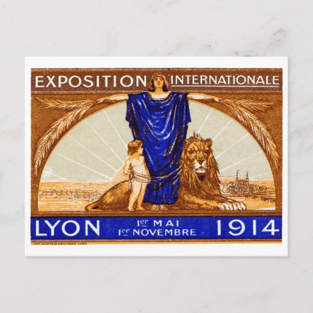 1914 Lyon International Expo Poster Postcard (Front)