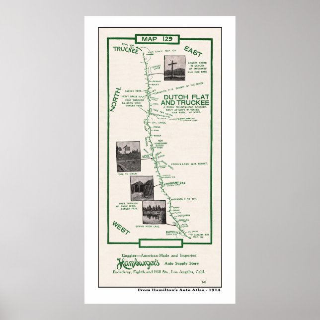 1914 Map, Dutch Flat to Truckee - Poster (Front)