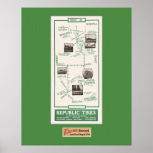 1914 Map, Redlands to Perris Poster