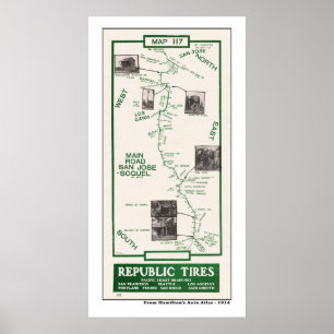 1914 Map, San Jose to Soquel Poster