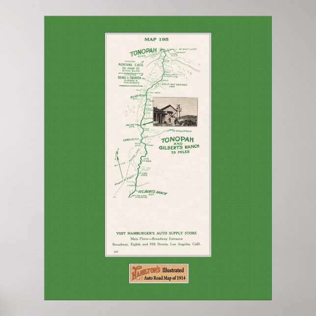 1914 Map, Tonopah to Gilbert’s Ranch Poster (Front)
