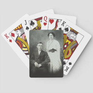 1914 Mr & Mrs Hill RPPC B&W Photo Couple Image Playing Cards