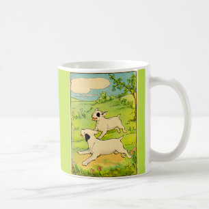 1914 two dogs running coffee mug