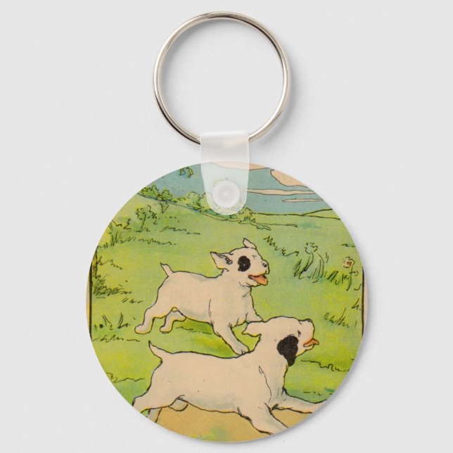 1914 two dogs running keychain (Front)