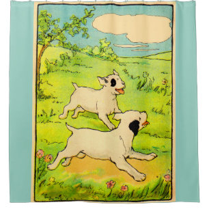 1914 two dogs running print