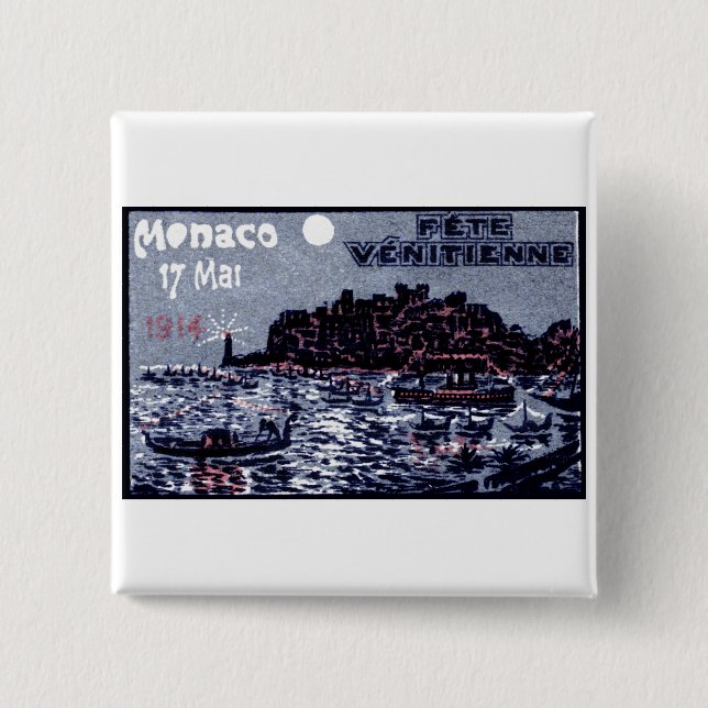 1914 Venetian Festival of Monaco 2 Inch Square Button (Front)