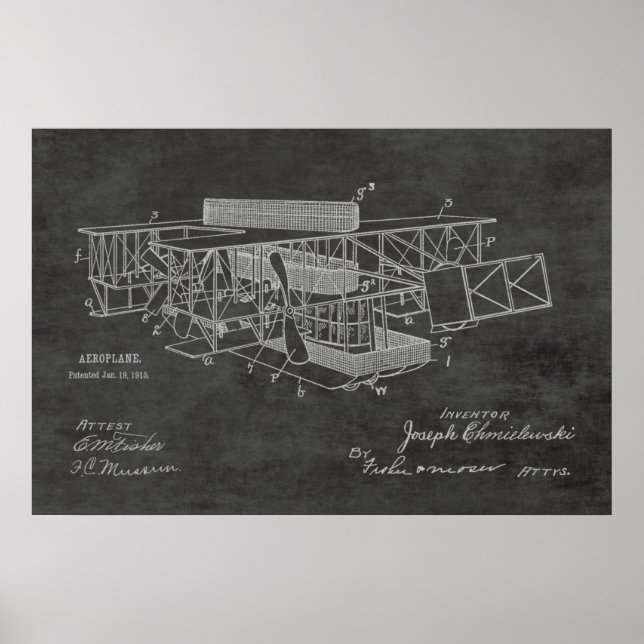 1915 Boat Airplane Patent Art Drawing Print (Front)