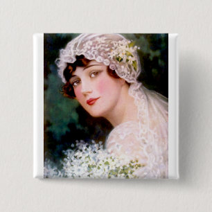 1915 Bride 2 Inch Square Button