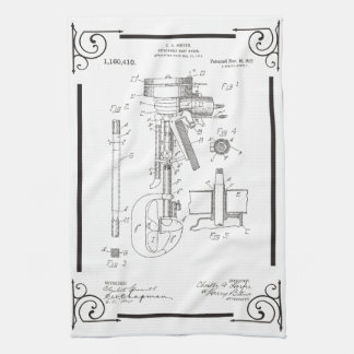 1915 Patent drawing for outboard motor on kitchen Towel