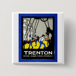 1915 Vintage Trenton New Jersey 2 Inch Square Button
