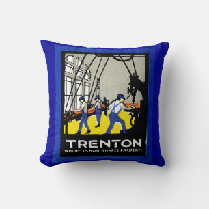 1915 Vintage Trenton New Jersey Throw Pillow