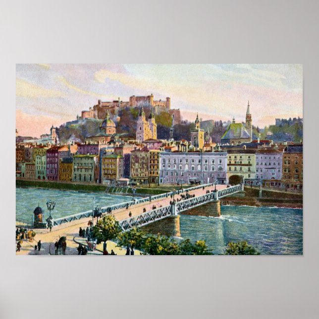 1916 Aquarelle Salzburg State Bridge Poster (Front)