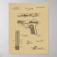 1916 Automatic Gun Patent Art Drawing Print