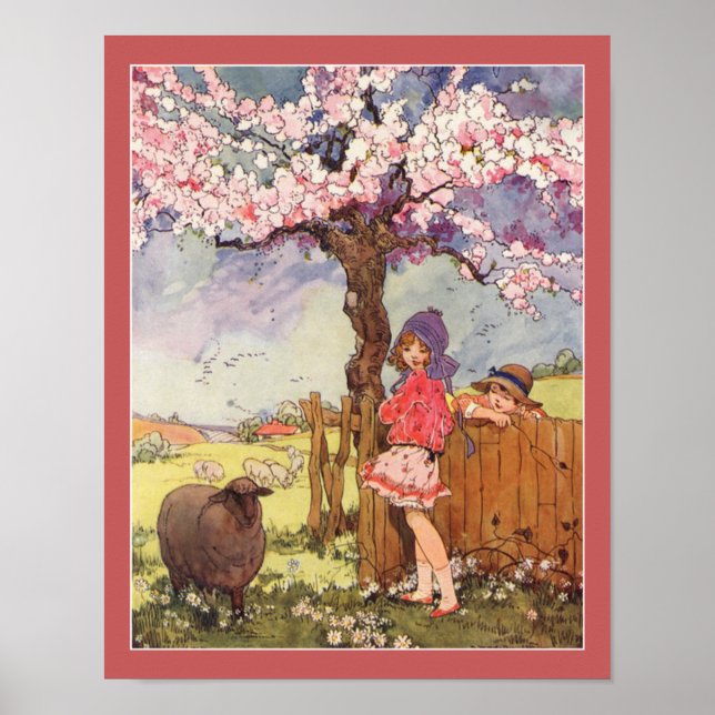  1916 Children and Sheep Nursery Rhyme  Poster (Front)