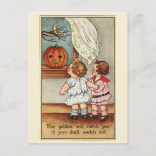 1916 Enfants mignons   Carte postale Halloween vin