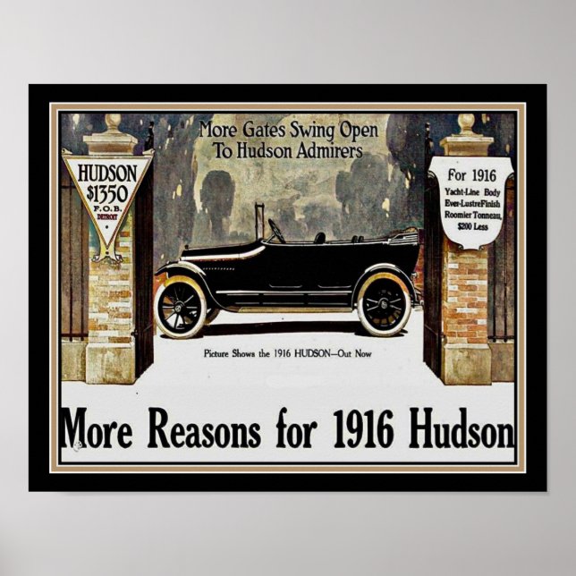 1916 Hudson Automobile Advertisement Poster (Front)