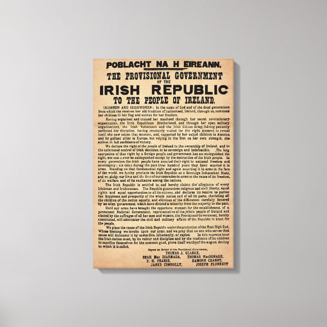 1916 Irish Proclamation Canvas (Original Copy) Print (Front)