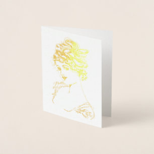 1917 Art Nouveau Lady Gold Foil Note Card