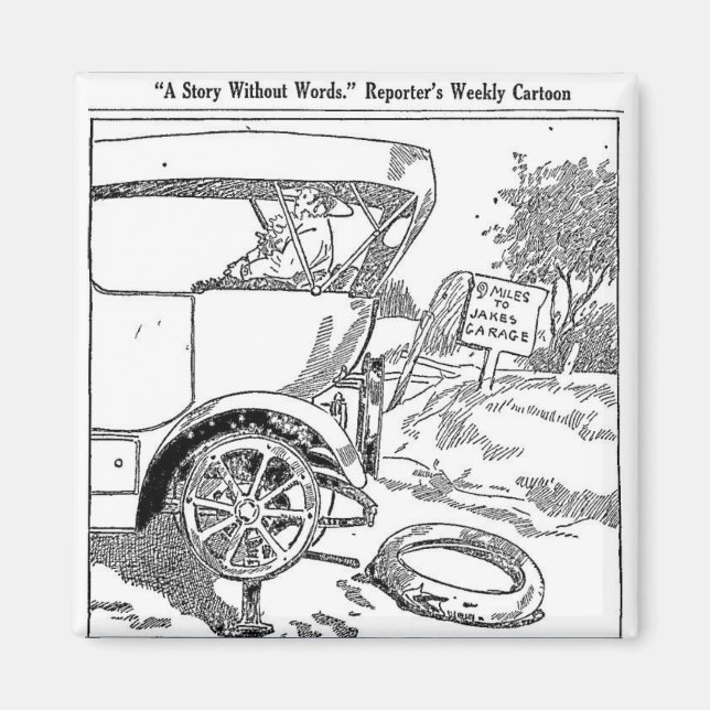 1917 Flat Tire Cartoon Magnet (Front)