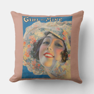 1917 Girl of Mine sheet music cover Throw Pillow