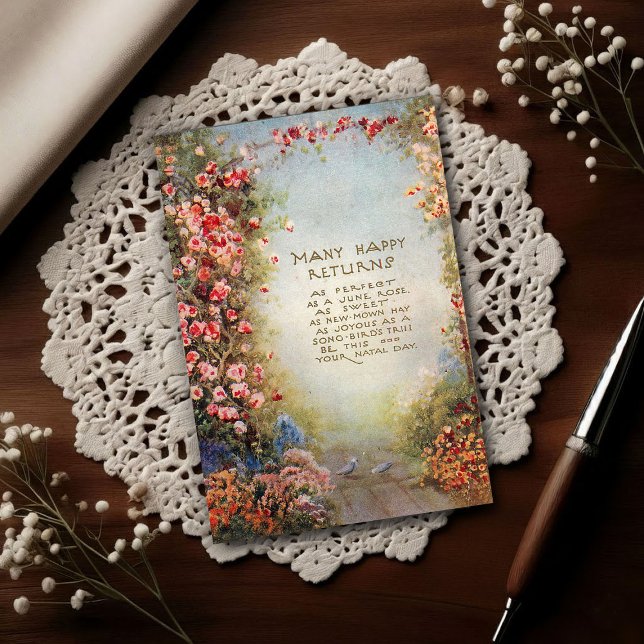 1917 Vintage Floral Birthday Greeting  Postcard (Creator Uploaded)